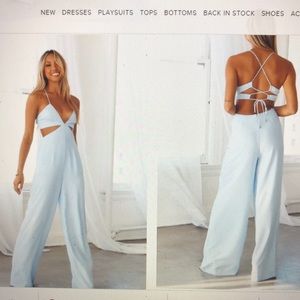Hello Molly strut it jumpsuit baby blue size small